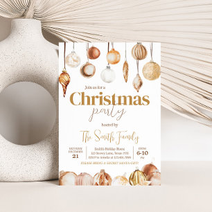 Goldene Ornamente Weihnachten Party Einladung