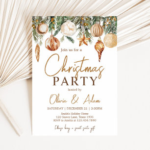 Goldene Ornamente Weihnachten Party Einladung