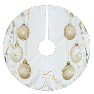 Goldene Ornamente Weihnachten Polyester Weihnachtsbaumdecke