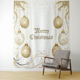 Goldene Ornamente Weihnachten Wandteppich
