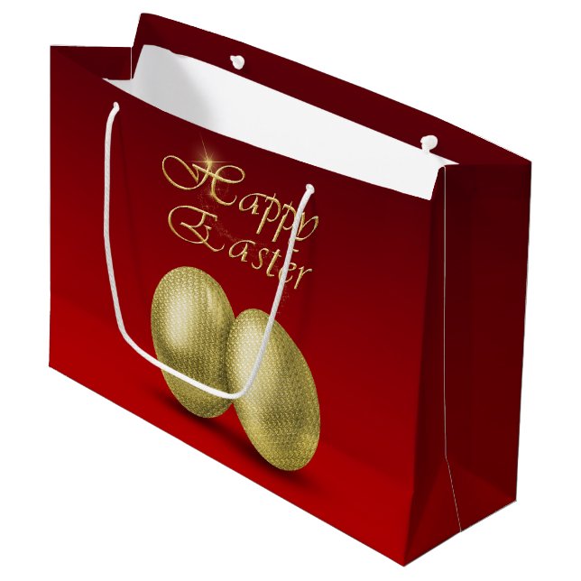 Goldene Ostereier - Große Geschenktasche Große Geschenktüte (Vorderseite Schrägansicht)