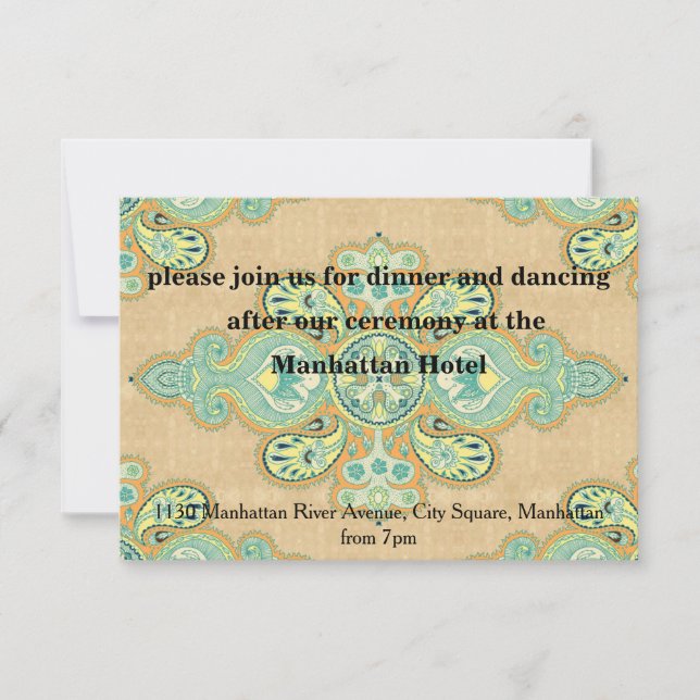Goldene Paisley Einladung (Vorderseite)