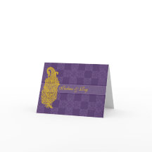 Goldene Paisley & Lila personalisierte Notizkarte