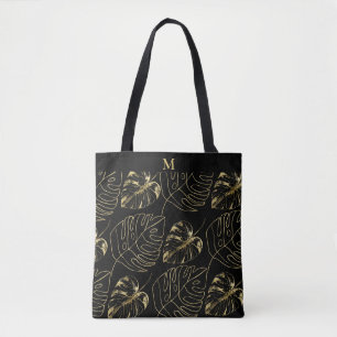 Goldene Palmblatt-Tropenmuster   Moderne Monogramm