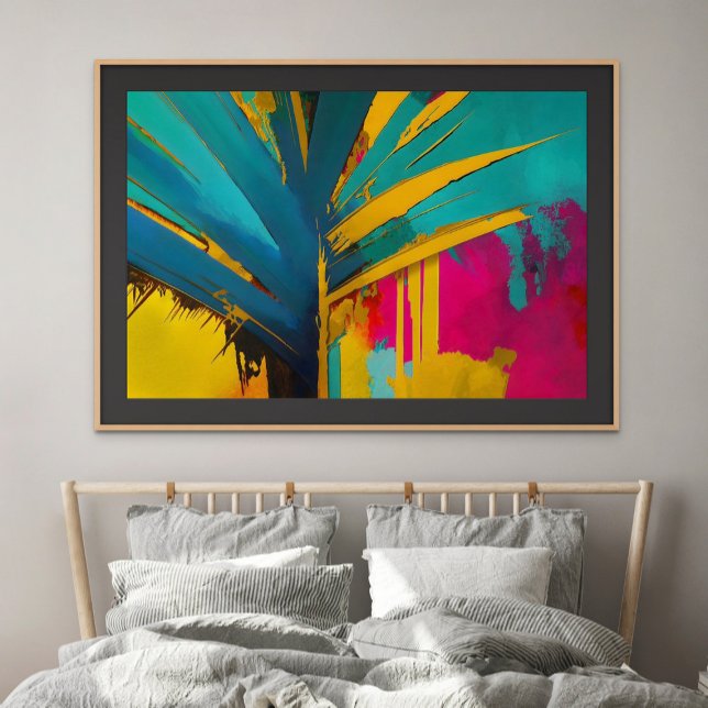 Goldene Palme – Abstrakte tropische Energie Poster (Golden Palm – Abstract Tropical Energy)