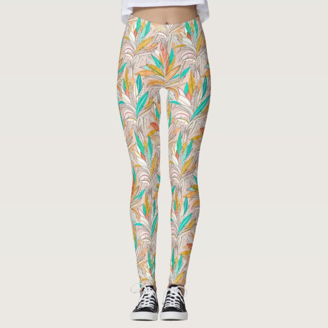 Goldene Palmen Leggings (Vorderseite)