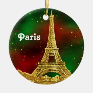 Goldene Pariser Skyline #2 Weihnachtsstern Keramik Ornament