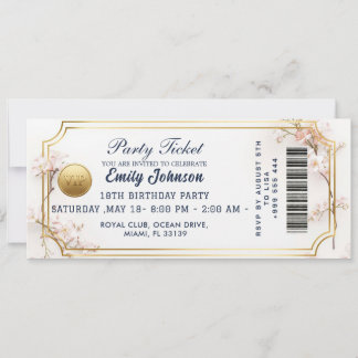 Goldene Party-Ticket-Einladung 2026 Einladung