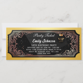 Goldene Party-Ticket-Einladung 2026 Einladung