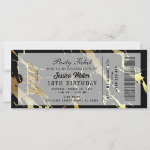 Goldene Party-Ticket-Einladung Einladung