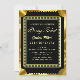 Goldene Party-Ticket-Einladung Einladung