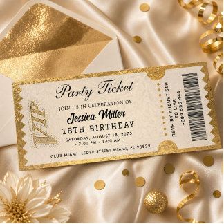 Goldene Party-Ticket-Einladung Einladung