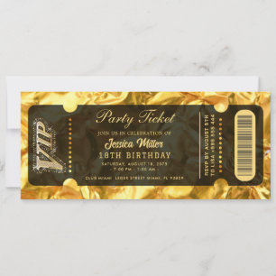 Goldene Party-Ticket-Einladung Einladung