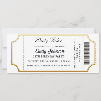Goldene Party-Ticket-Einladungen Einladung