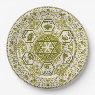 Goldene Passahfest Seder Platte verziert Pappteller