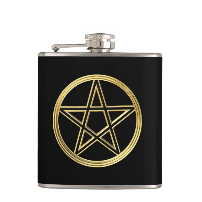 Goldene Pentagramm Flachmann (Vorderseite)