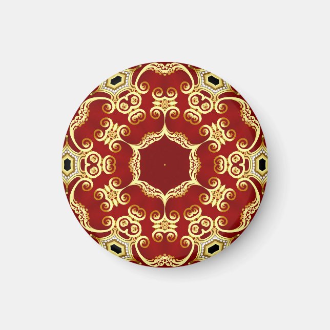 Goldene Perle: dekorative Rahmenzeichnung. Magnet (Vorne)