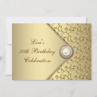 Goldene Perle Frauen 50. Geburtstagsparty Einladung