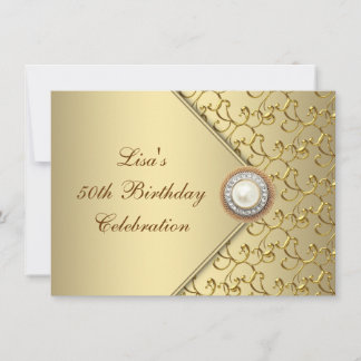 Goldene Perle Frauen 50. Geburtstagsparty Einladung