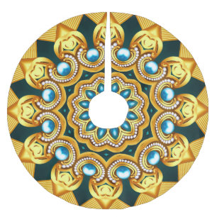 Goldene Perlen-Dekorrahmen-Illustration Polyester Weihnachtsbaumdecke