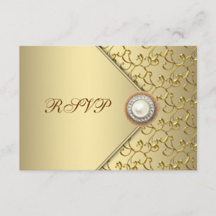 Goldene Perlen-Frauen-50. Geburtstagsfeier RSVP Karte