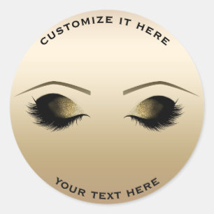 Goldene Perlen-Schimmer-Make-up-Wimpern Glamour Runder Aufkleber