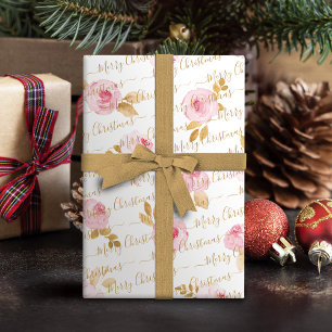 Goldene personalisierte Frohe Weihnachten Schrift Geschenkpapier