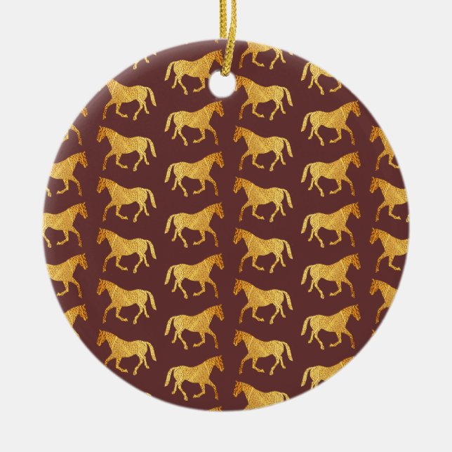 Goldene Pferde Keramikornament (Vorne)