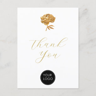 Goldene Pfingstrose Geschäft Logo Schriftart Danke Postkarte