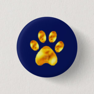 Goldene Pfote auf Blau Button