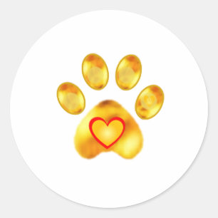 Goldene Pfote Runder Aufkleber
