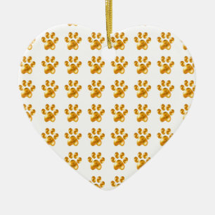 Goldene Pfoten Keramik Ornament