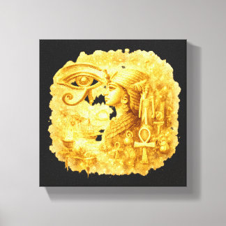 Goldene pharaonische Königin&Horus-AugeAltägyptisc Leinwanddruck