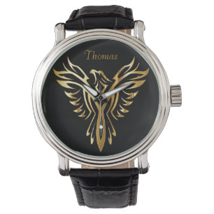 Goldene Phoenix-Uhr Armbanduhr