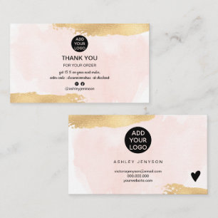 Goldene Pinsel Rosa Wasserfarbe Logo Bestellung Vi Visitenkarte