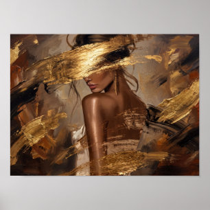 Goldene Pinselstrich-Frauenporträt-Kunst Poster