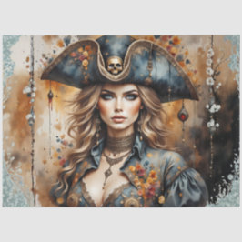 Goldene Piratenkönigin | Nautisches karibisches De Seidenpapier