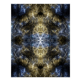 Goldene Plasma Heilige Geometrie Fraktal Kunst Poster