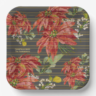 Goldene Poinsettia | Personalisiertes Weihnachten Pappteller