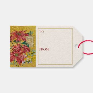 Goldene Poinsettie | Fine Art leere Weihnachtskart Geschenkanhänger