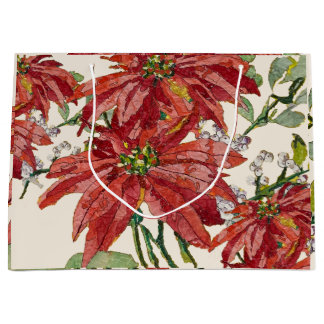 Goldene Poinsettie | Weihnachtsfeinbild Große Geschenktüte