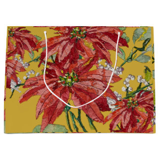 Goldene Poinsettie | Weihnachtskunst Große Geschenktüte