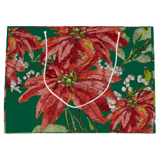 Goldene Poinsettie | Weihnachtskunst Große Geschenktüte
