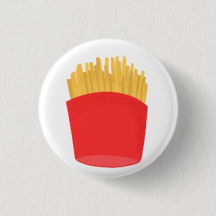 Goldene Pommes Frites in roter Verpackung Button
