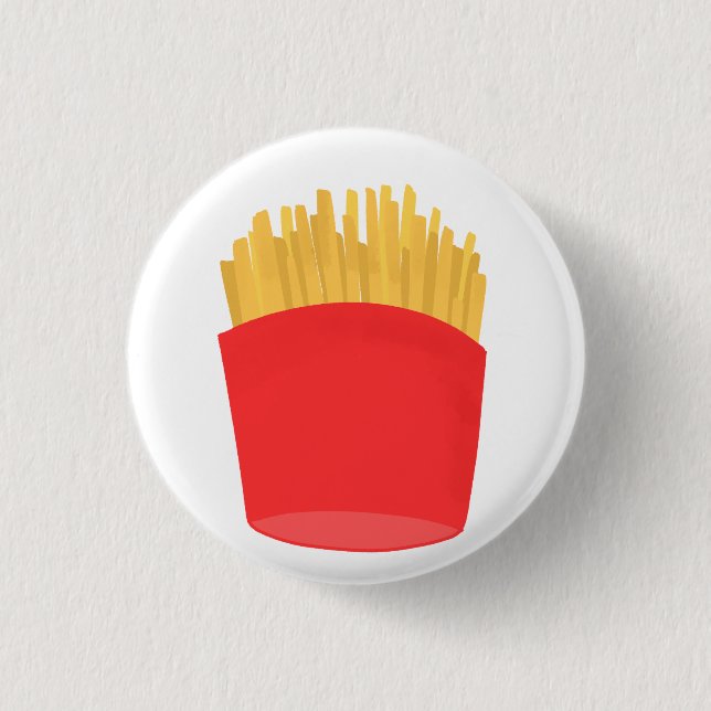 Goldene Pommes Frites in roter Verpackung Button (Vorderseite)