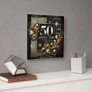 Goldene Pracht: 50. Jubiläum Quadratische Wanduhr