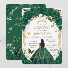Goldene Prinzessin in Quinceañera Emerald Green Einladung
