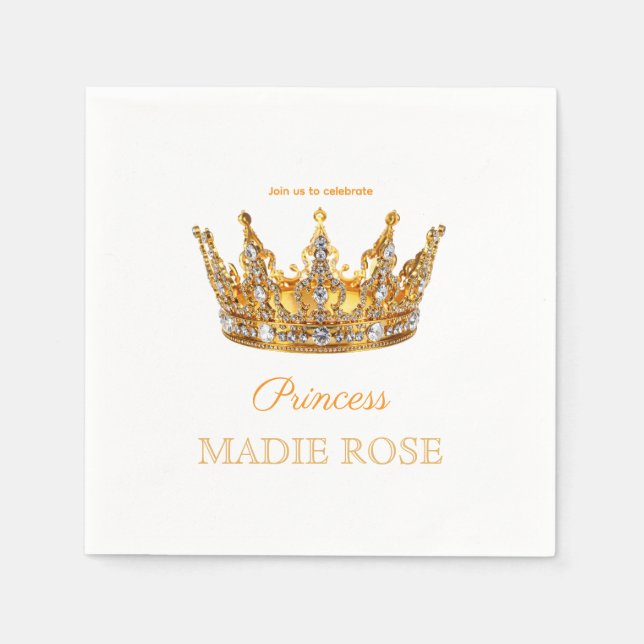 Goldene Prinzessinnenkrone Märchen Geburtstag Serviette (Vorderseite)