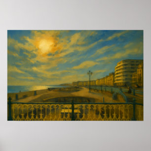 Goldene Promenade - Brighton Seafront Sonnenunterg Poster