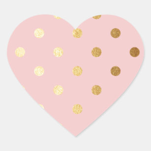 Goldene Punkte auf rosa Hintergrund Herz-Aufkleber